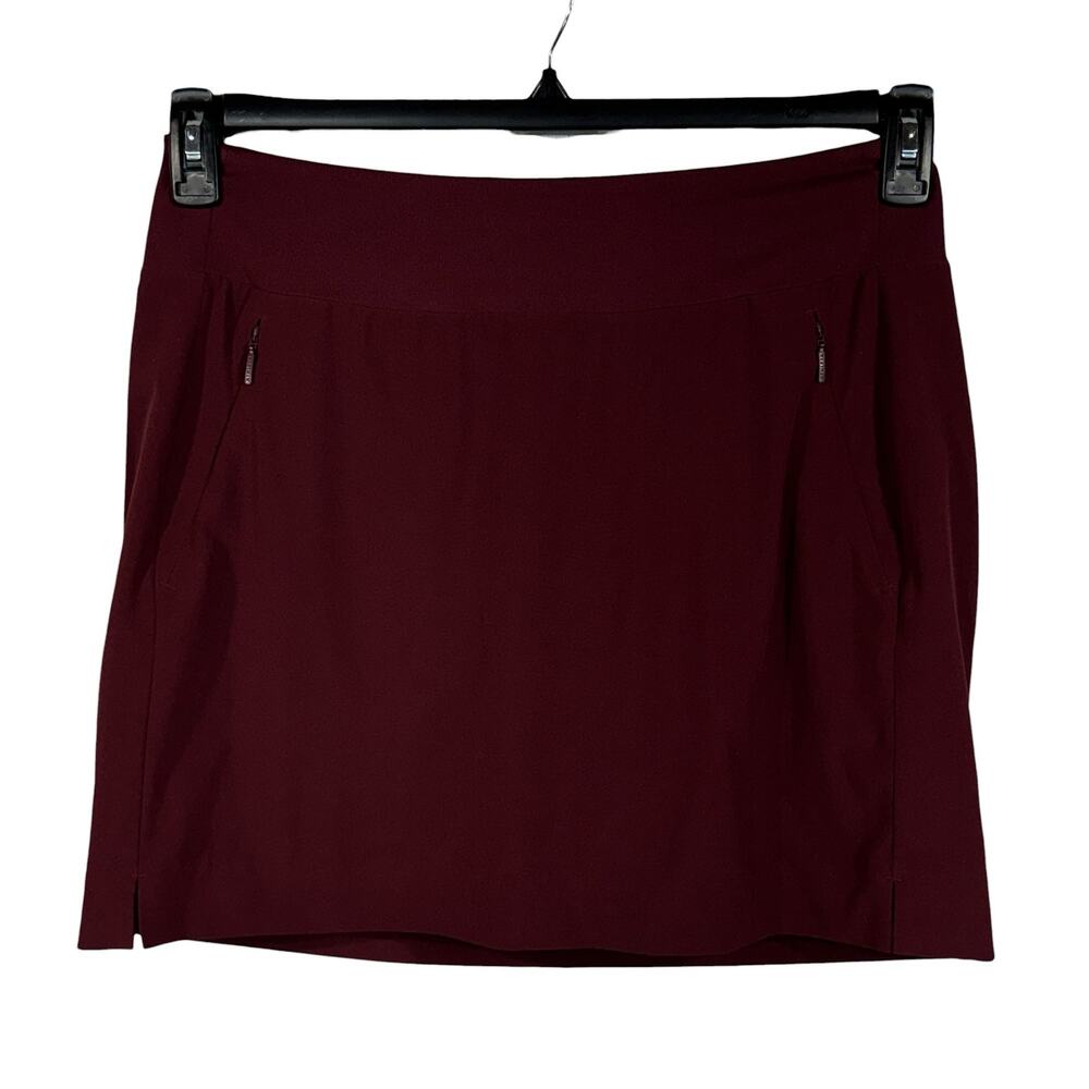 Athleta SZ 10 Soho Skort Pull-On Zip Pockets Stretch UPF Breathable Mid-Rise
